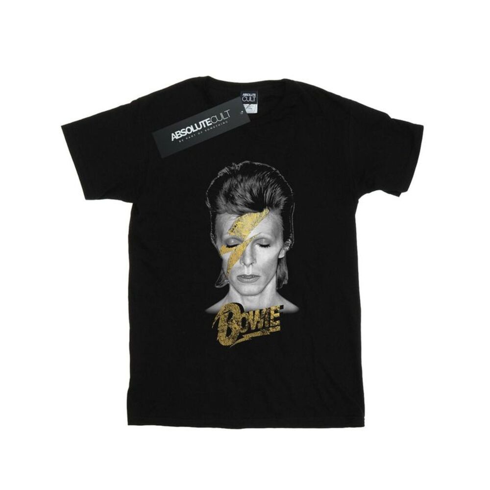David Bowie Boys Aladdin Sane Gold Bolt T-Shirt / Black